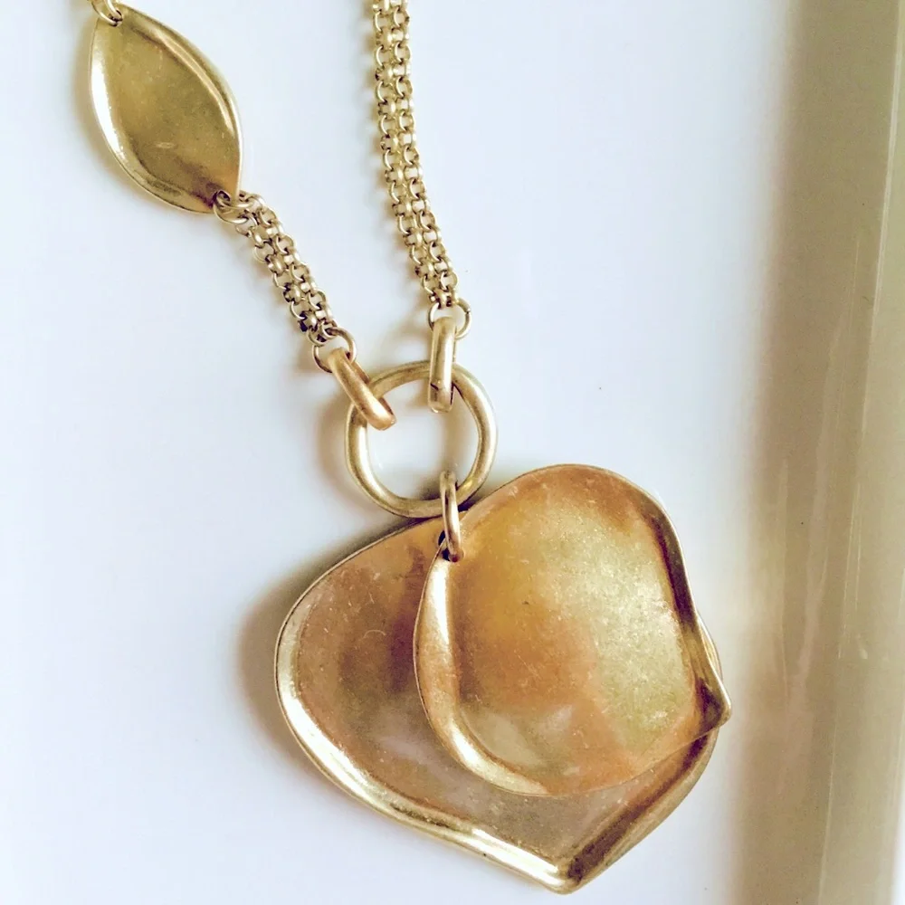 Chico’s Gold leaf medallion necklace
